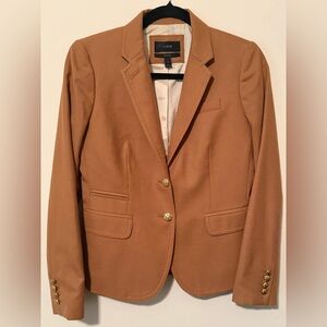 J.Crew Schoolboy Blazer Camel Brown Wool Blend Size 2 Gold Button Classic Preppy
